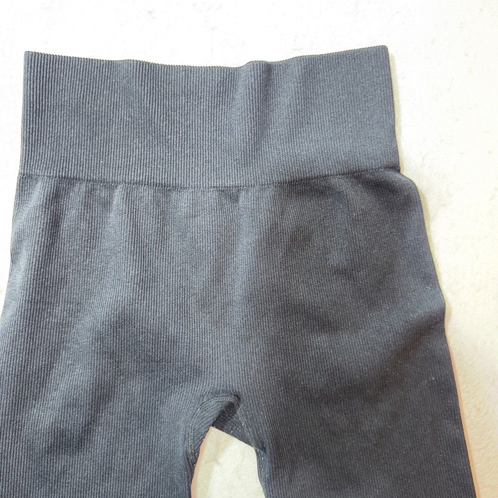 90 Degree by Reflex Biker Shorts Womens M Black Seamless Ribbed High Rise